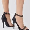 Karen Millen Double Diamante Strap Stiletto Heel -Karen Millen shop black double diamante strap stiletto heel