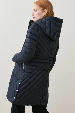 Karen Millen Down Filled Puffer Packable Midi Coat -Karen Millen shop black down filled puffer packable midi coat 3