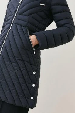 Karen Millen Down Filled Puffer Packable Midi Coat -Karen Millen shop black down filled puffer packable midi coat 4