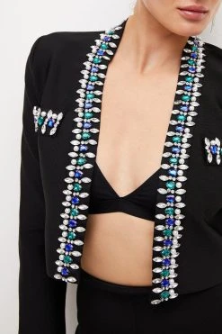 Karen Millen Embellished Cropped Bandage Knit Jacket