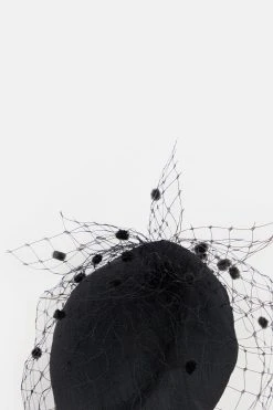 Karen Millen Emily-London Spot Veil Pillbox Hat -Karen Millen shop black emily london spot veil pillbox hat 2