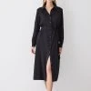 Karen Millen Essential Tailored Midi Shirt Dress -Karen Millen shop black essential tailored midi shirt dress