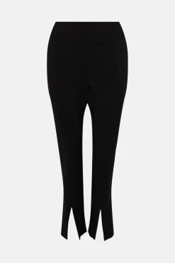 Karen Millen Essential Techno Crop Front Split Trouser -Karen Millen shop black essential techno crop front split trouser 3