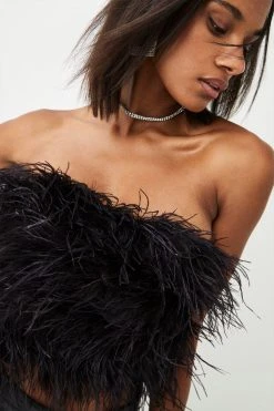 Karen Millen Feather Bandeau Top -Karen Millen shop black feather bandeau top 4