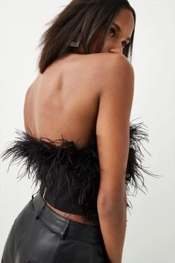 Karen Millen Feather Bandeau Top -Karen Millen shop black feather bandeau top 5