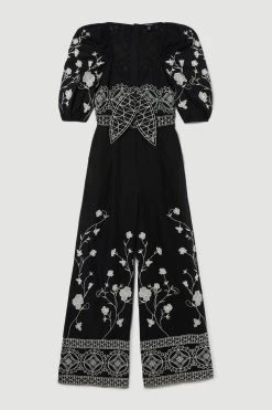 Karen Millen Floral & Geo Embroidered Woven Jumpsuit 9 Karen Millen Floral & Geo Embroidered Woven Jumpsuit -Karen Millen shop black floral geo embroidered woven jumpsuit 2