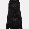 Karen Millen Fringed Beaded Halter Mini Dress -Karen Millen shop black fringed beaded halter mini dress