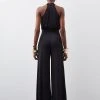 Karen Millen Halter Neck Jersey Jumpsuit -Karen Millen shop black halter neck jersey jumpsuit