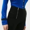 Karen Millen High Rise Skinny Zip Detail Stretch Jeans -Karen Millen shop black high rise skinny zip detail stretch jeans