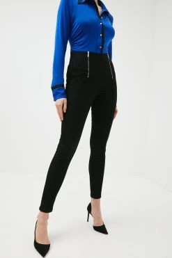 Karen Millen High Rise Skinny Zip Detail Stretch Jeans -Karen Millen shop black high rise skinny zip detail stretch jeans 3