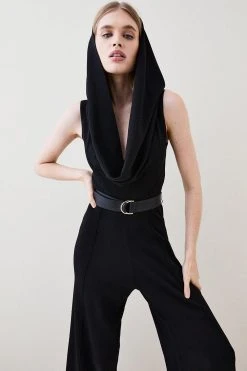 Karen Millen Hooded Knit Jumpsuit