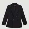 Karen Millen Italian Compact Scuba Jersey Double Breasted Jacket -Karen Millen shop black italian compact scuba jersey double breasted jacket