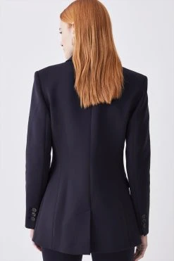 Karen Millen Italian Compact Scuba Jersey Double Breasted Jacket -Karen Millen shop black italian compact scuba jersey double breasted jacket 3