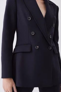 Karen Millen Italian Compact Scuba Jersey Double Breasted Jacket -Karen Millen shop black italian compact scuba jersey double breasted jacket 5