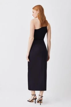 Karen Millen Italian Compact Scuba Jersey Pencil Midi Skirt -Karen Millen shop black italian compact scuba jersey pencil midi skirt 1