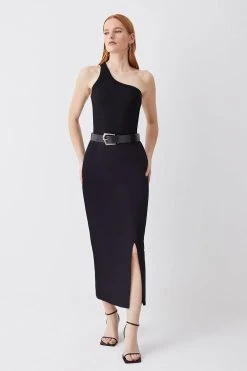 Karen Millen Italian Compact Scuba Jersey Pencil Midi Skirt -Karen Millen shop black italian compact scuba jersey pencil midi skirt 3