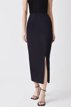 Karen Millen Italian Compact Scuba Jersey Pencil Midi Skirt -Karen Millen shop black italian compact scuba jersey pencil midi skirt 4