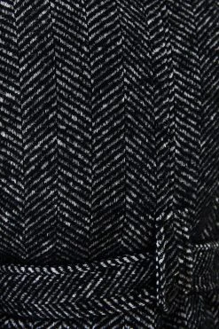 Karen Millen Italian Herringbone Wool Belted Trench Coat -Karen Millen shop black italian herringbone wool belted trench coat 2