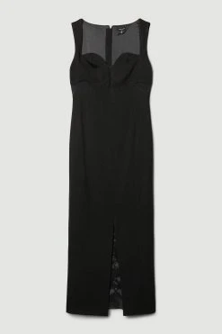Karen Millen Italian Jersey Contour Column Mini Dress -Karen Millen shop black italian jersey contour column mini dress 1 3