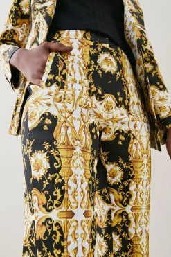 Karen Millen Italian Satin Baroque Print Slim Leg Trouser 8 Karen Millen Italian Satin Baroque Print Slim Leg Trouser -Karen Millen shop black italian satin baroque print slim leg trouser 1