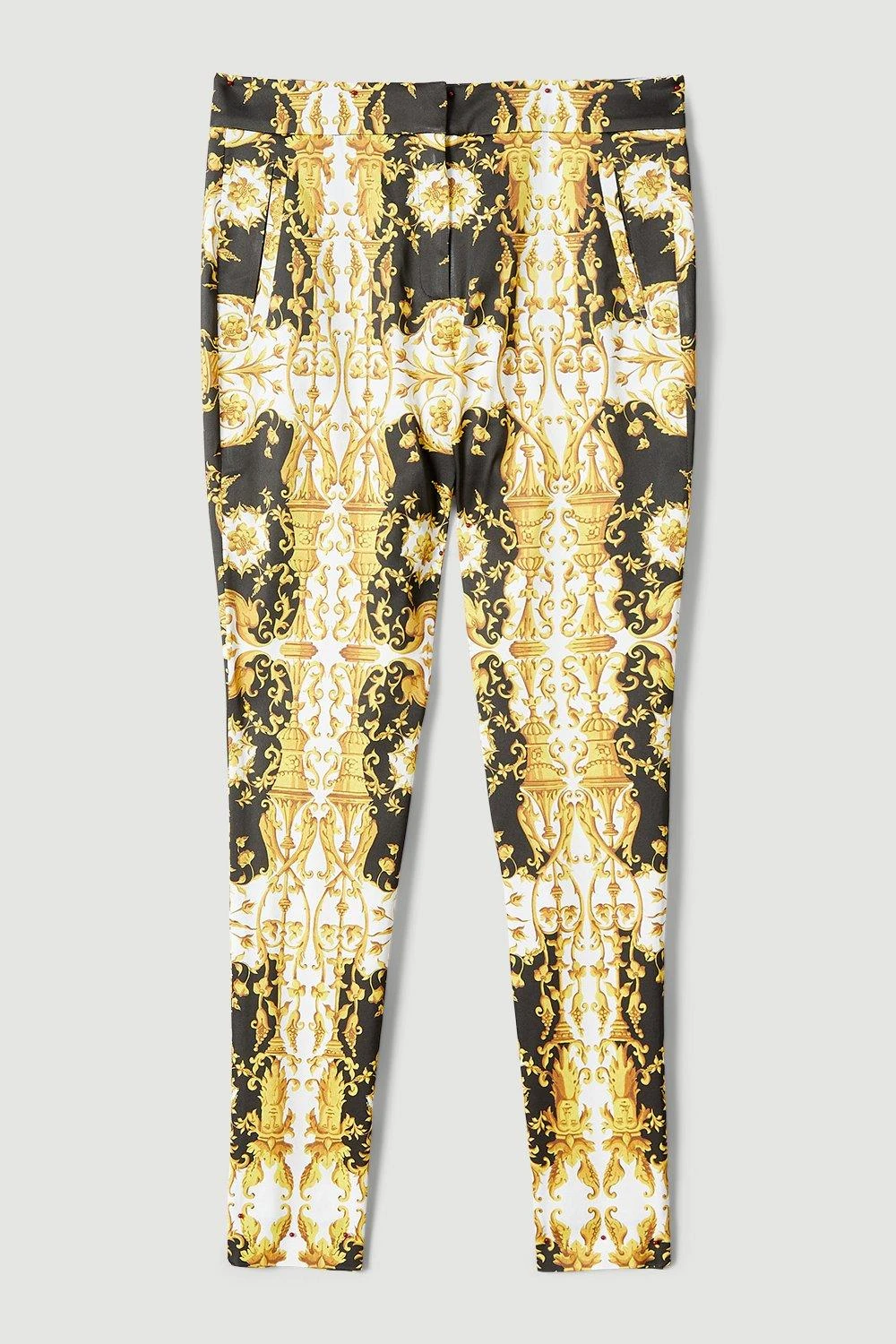 Karen Millen Italian Satin Baroque Print Slim Leg Trouser 6 Karen Millen Italian Satin Baroque Print Slim Leg Trouser - Image 4