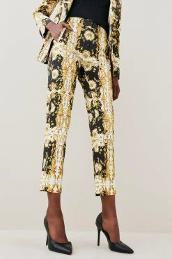 Karen Millen Italian Satin Baroque Print Slim Leg Trouser 11 Karen Millen Italian Satin Baroque Print Slim Leg Trouser -Karen Millen shop black italian satin baroque print slim leg trouser 4