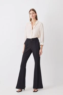 Karen Millen Italian Technical Straight Leg Trouser -Karen Millen shop black italian technical straight leg trouser 3
