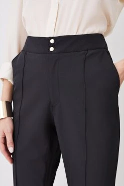 Karen Millen Italian Technical Straight Leg Trouser -Karen Millen shop black italian technical straight leg trouser 4