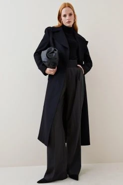 Karen Millen Italian Virgin Wool Blend Strong Shoulder Coat