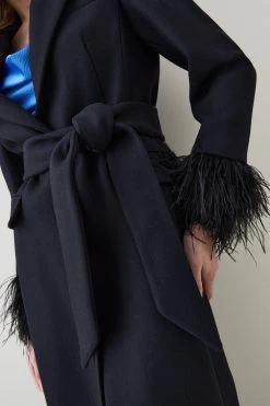 Karen Millen Italian Virgin Wool Feather Cuff Tailored Coat 12 Karen Millen Italian Virgin Wool Feather Cuff Tailored Coat -Karen Millen shop black italian virgin wool feather cuff tailored coat 4