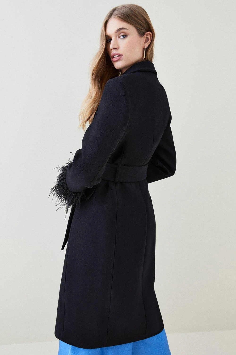 Karen Millen Italian Virgin Wool Feather Cuff Tailored Coat 8 Karen Millen Italian Virgin Wool Feather Cuff Tailored Coat - Image 6