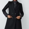 Karen Millen Italian Virgin Wool Hybrid Puffer Coat -Karen Millen shop black italian virgin wool hybrid puffer coat