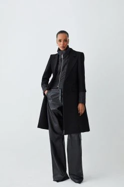 Karen Millen Italian Virgin Wool Hybrid Puffer Coat 10 Karen Millen Italian Virgin Wool Hybrid Puffer Coat -Karen Millen shop black italian virgin wool hybrid puffer coat 2