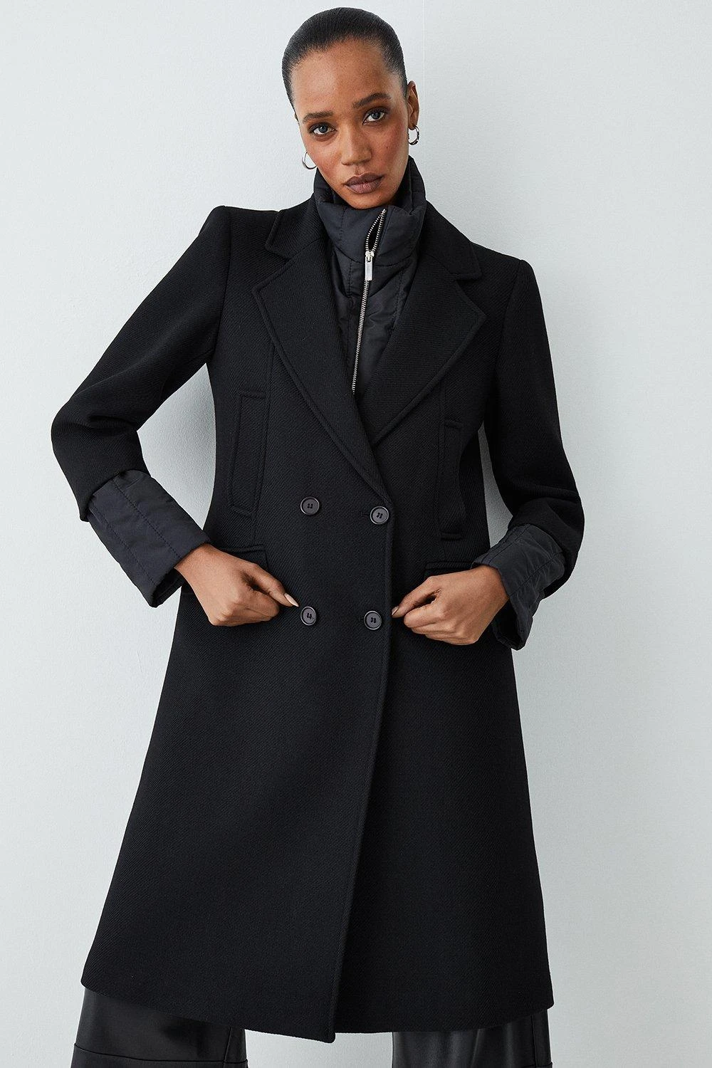 Karen Millen Italian Virgin Wool Hybrid Puffer Coat 3 Karen Millen Italian Virgin Wool Hybrid Puffer Coat