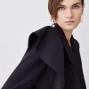 Karen Millen Italian Wool Satin Statement Ruffle Tailored Jacket -Karen Millen shop black italian wool satin statement ruffle tailored jacket
