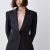 Karen Millen Italian Wool Satin Tailored Single Breasted Tux Jacket