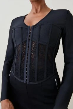 Karen Millen Knitted Bandage Corset Style Top 11 Karen Millen Knitted Bandage Corset Style Top -Karen Millen shop black knitted bandage corset style top 4