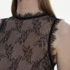Karen Millen Lace And Jersey Sheer Sleeveless Bodysuit -Karen Millen shop black lace and jersey sheer sleeveless bodysuit