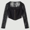 Karen Millen Lace Corset Detail Ponte Top 1 Karen Millen Lace Corset Detail Ponte Top -Karen Millen shop black lace corset detail ponte top