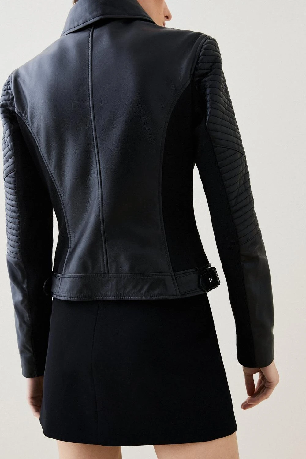 Karen Millen Leather And Ponte Biker Jacket 4 Karen Millen Leather And Ponte Biker Jacket - Image 2