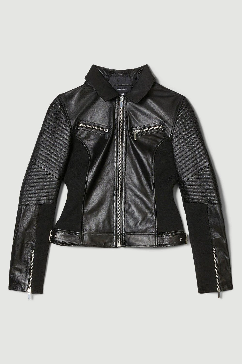 Karen Millen Leather And Ponte Biker Jacket 5 Karen Millen Leather And Ponte Biker Jacket - Image 3