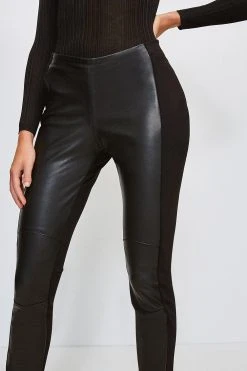 Karen Millen Leather And Ponte Legging 6 Karen Millen Leather And Ponte Legging -Karen Millen shop black leather and ponte legging 1