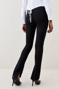 Karen Millen Leather And Ponte Skinny Trouser