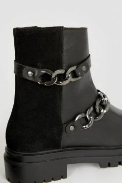 Karen Millen Leather And Suede Chain Detail Chelsea Boot