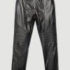 Karen Millen Leather Biker & Zip Detail Cuff Slim Leg Trouser -Karen Millen shop black leather biker zip detail cuff slim leg trouser