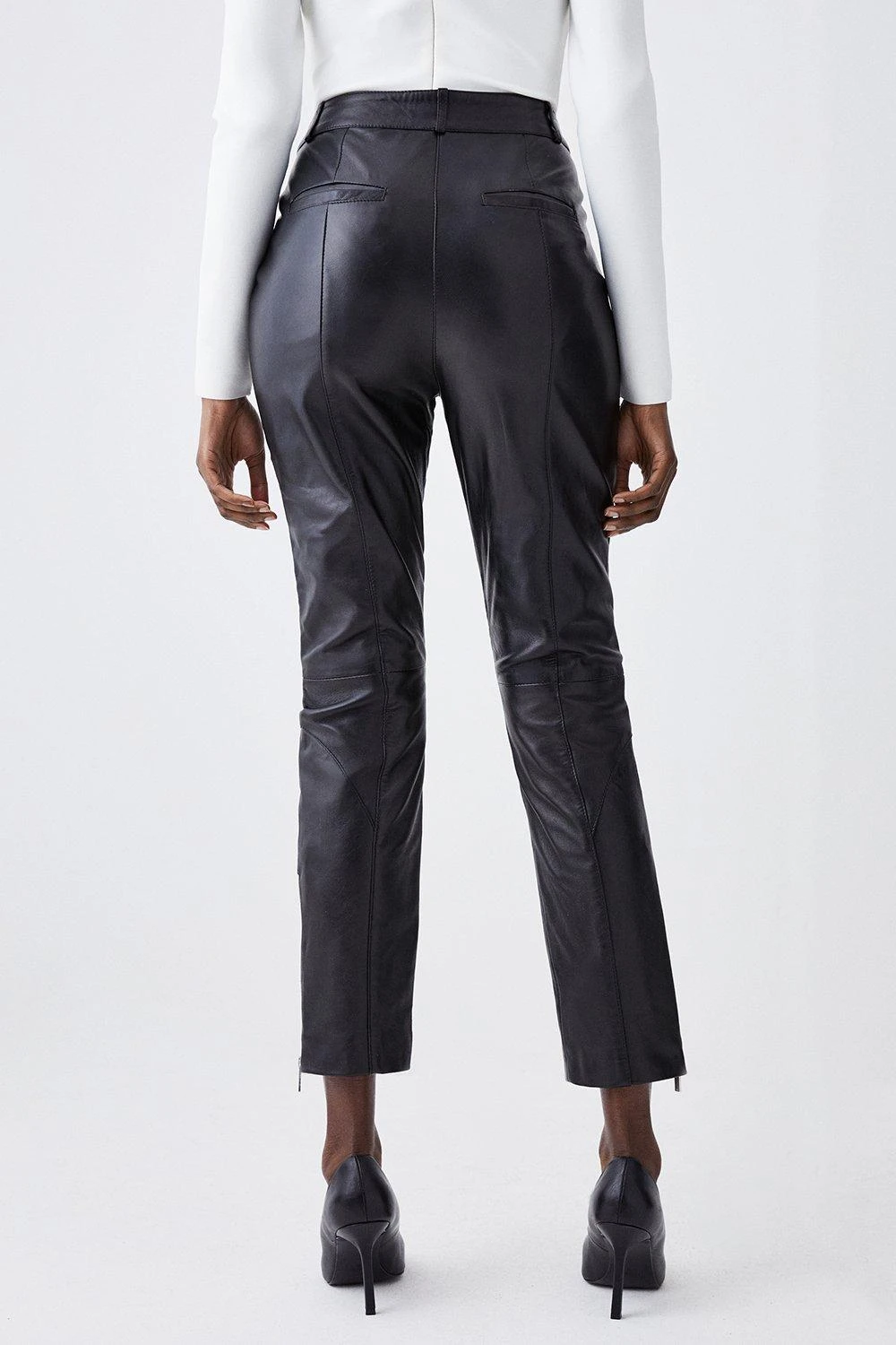 Karen Millen Leather Biker & Zip Detail Cuff Slim Leg Trouser 4 Karen Millen Leather Biker & Zip Detail Cuff Slim Leg Trouser - Image 2