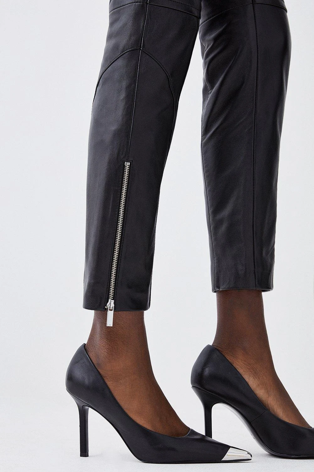 Karen Millen Leather Biker & Zip Detail Cuff Slim Leg Trouser 7 Karen Millen Leather Biker & Zip Detail Cuff Slim Leg Trouser - Image 5
