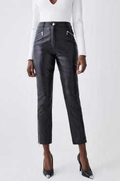 Karen Millen Leather Biker & Zip Detail Cuff Slim Leg Trouser 13 Karen Millen Leather Biker & Zip Detail Cuff Slim Leg Trouser -Karen Millen shop black leather biker zip detail cuff slim leg trouser 1 5