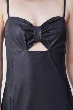 Karen Millen Leather Bow Midi Pencil Dres