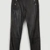 Karen Millen Leather Button Detail Trouser 1 Karen Millen Leather Button Detail Trouser -Karen Millen shop black leather button detail trouser